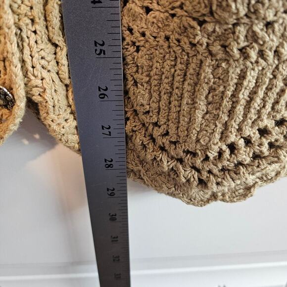 Vintage Cambridge Dry Goods Sweater Vest Women Lg Tan Floral 90s Crochet Cottage - Picture 8 of 9